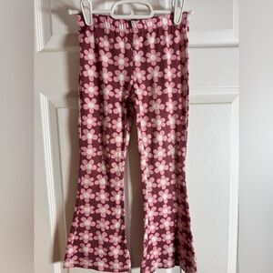 Girls Floral Pink Flared Leggings, Size 6